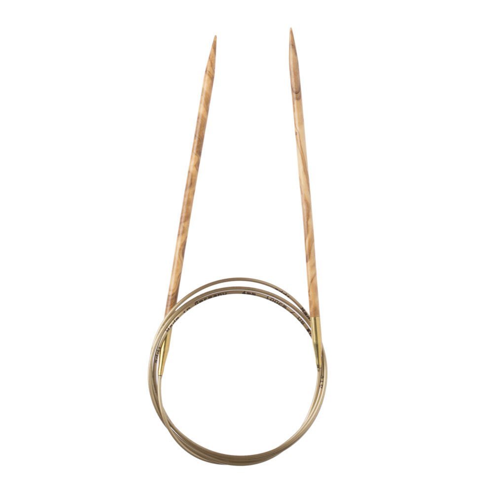 Addi Olive Wood 24 inch (60cm) Circular Knitting Needles; US size 4 (3.5 mm), Made in Germany - 575-7/60/3.5