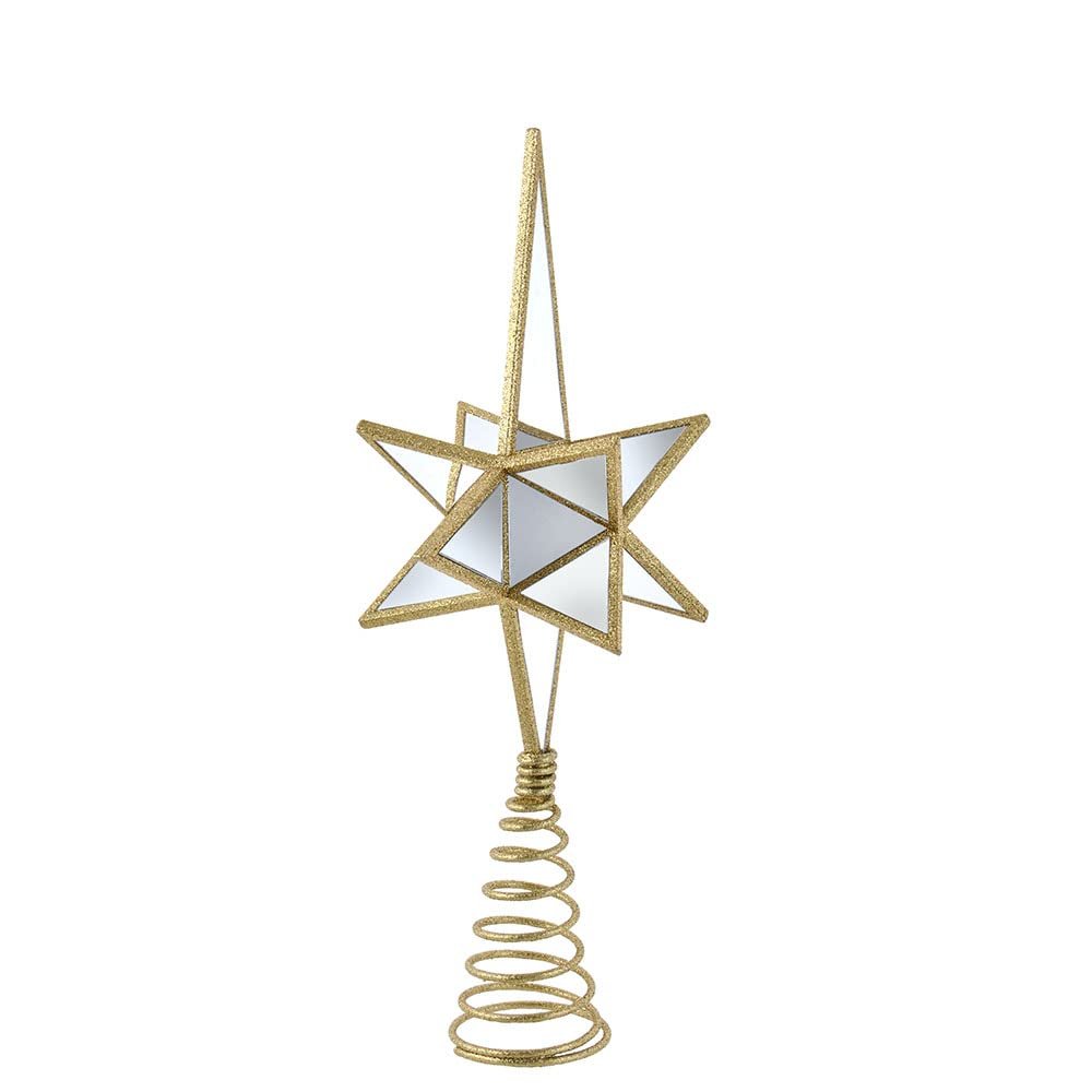 Kurt S. Adler 13.5-Inch Mirror Narrow Gold Star Tree Topper