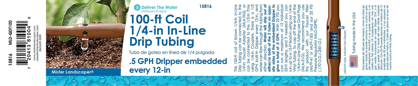 Mister Landscaper 100-ft Coil 1/4-in In-Line Drip Tubing