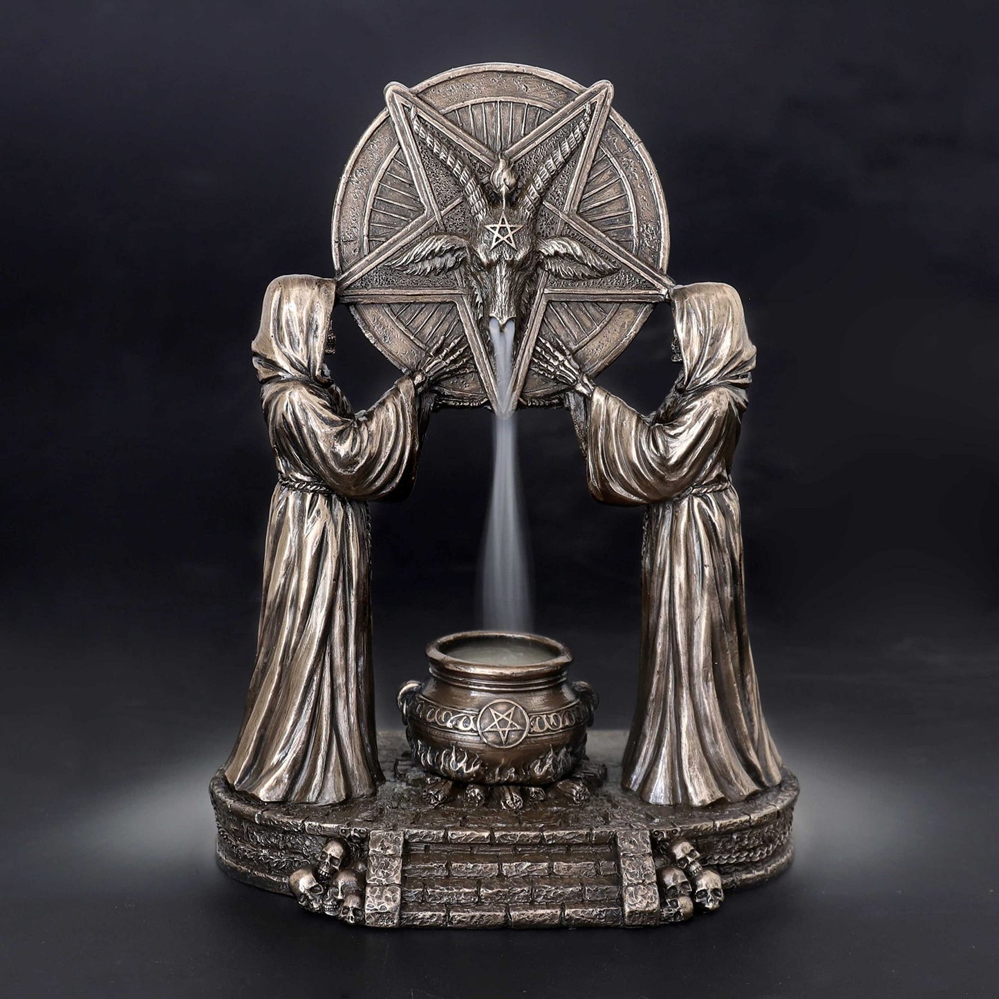 Veronese Design 7 1/4" Sigil of Baphomet Occult Altar Backflow Incense Burner Resin Sculpture Bronze Finish