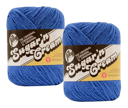Lily Sugar 'n Cream 100% Cotton Limited Edition Yarn ~ 2-Pack (Blueberry #1725)