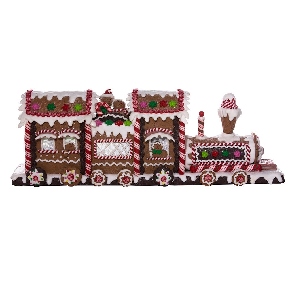 Kurt Adler 19.5" Battery-Operated Gingerbread LED Train Tablepiece