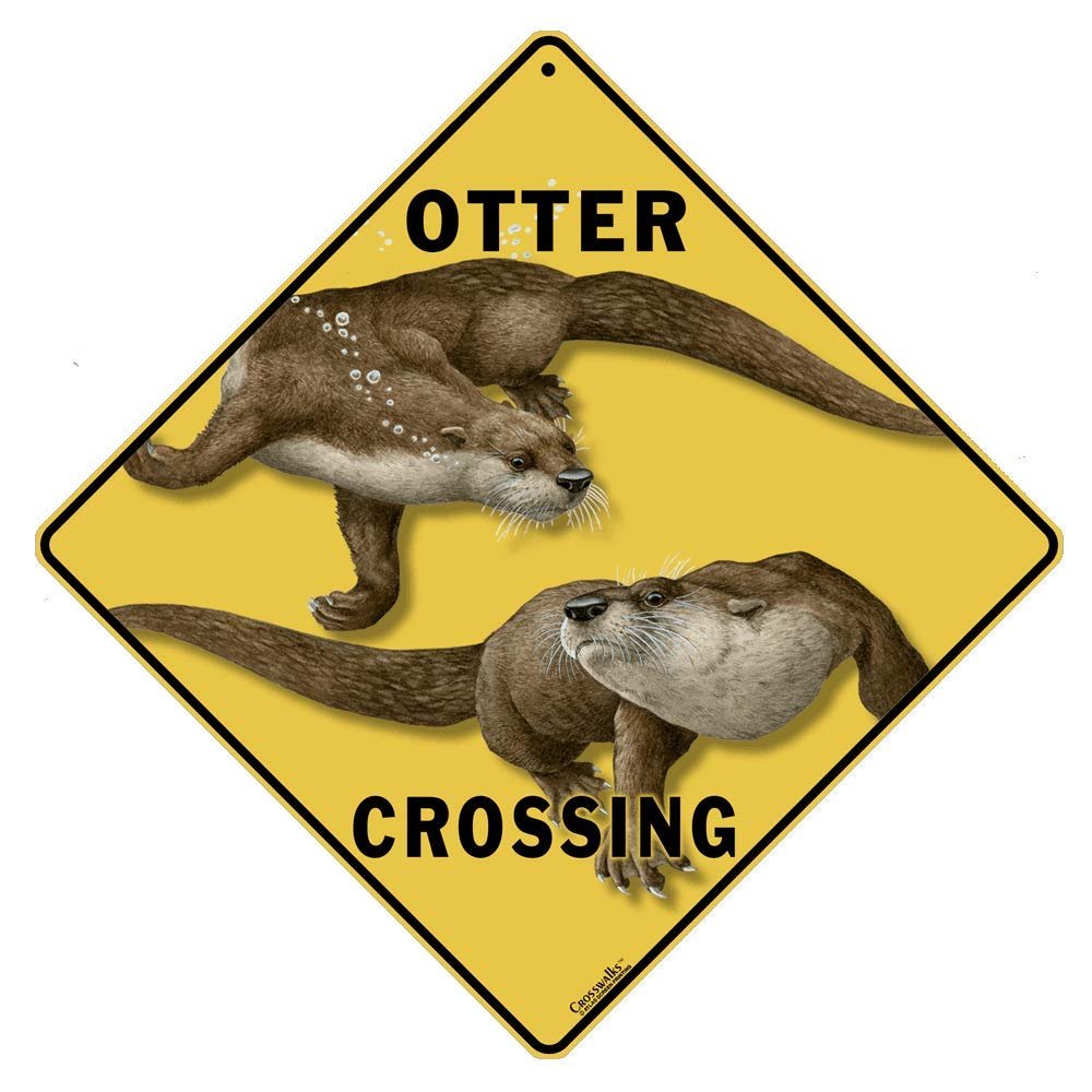 CROSSWALKS Otter Crossing 12" X 12" Aluminum Sign (X302)
