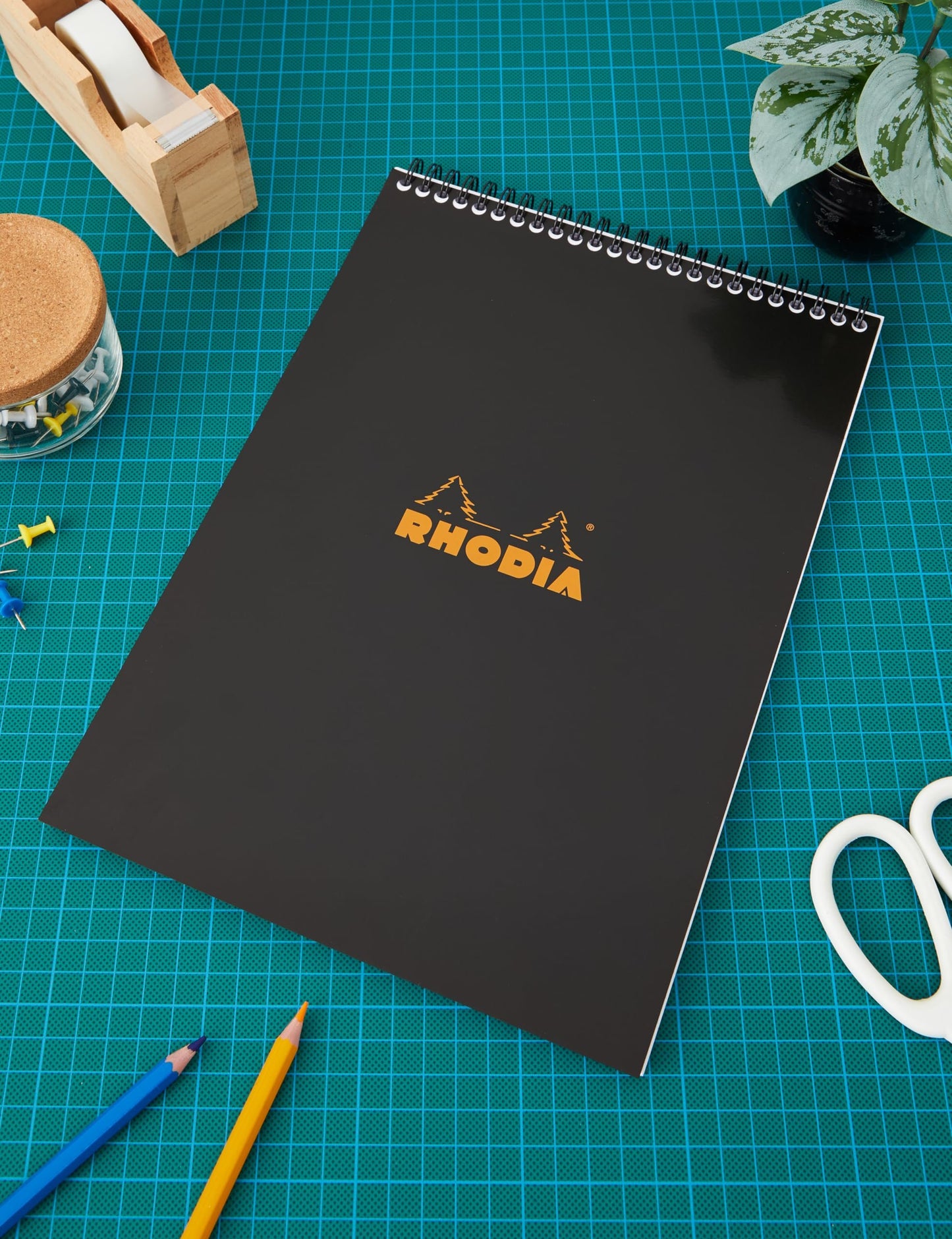 Black Rhodia Wirebound Notepad, 5/5 Ruling