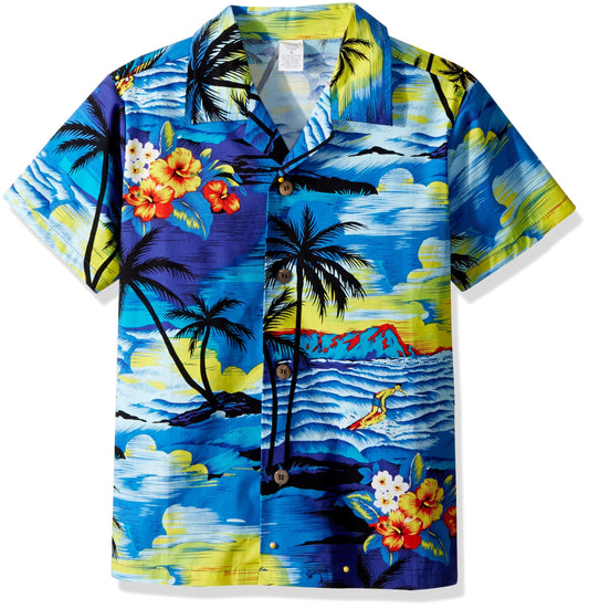 Men's Hawaiian Shirt Aloha Shirt in Sunset Blue, S