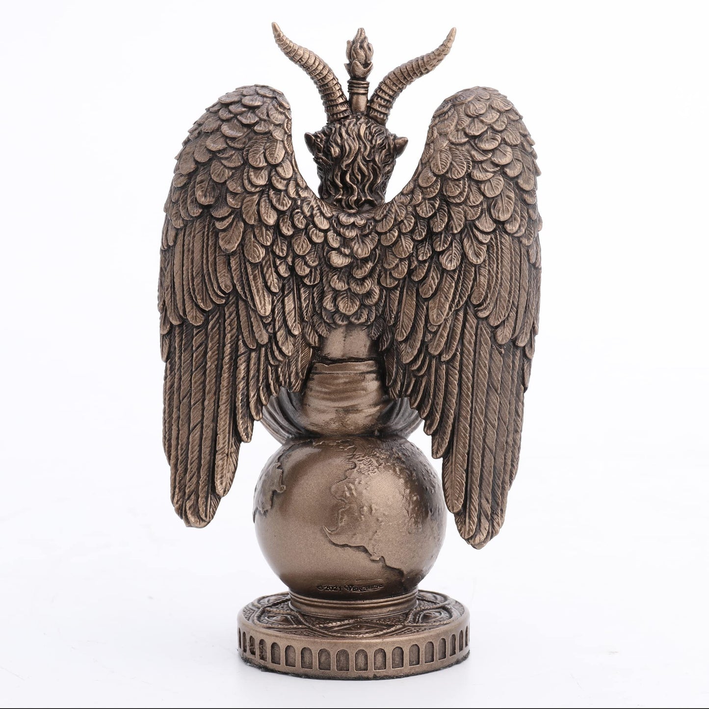Veronese Design 4 1/2" Baphomet Sitting On The Globe Resin Figurine Hand Painted Bronze Finish