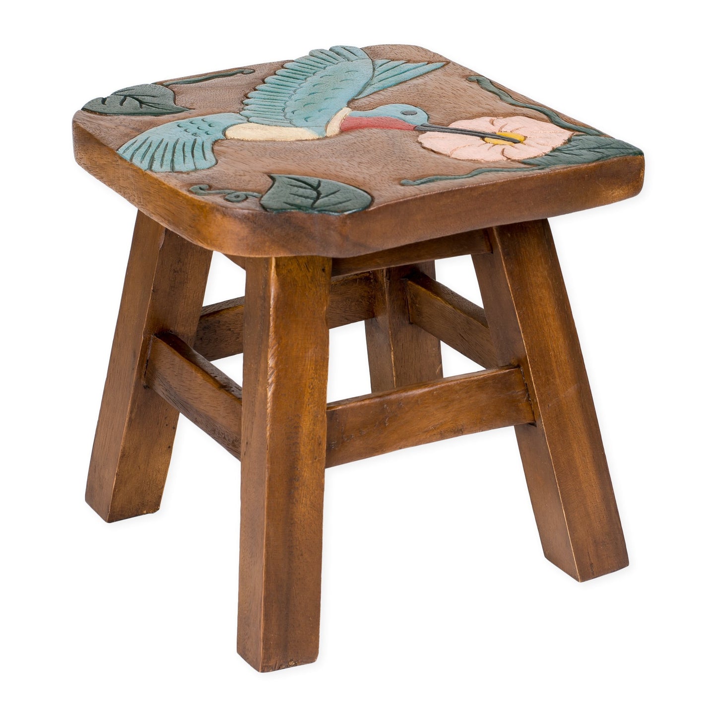 Sea Island Imports, Inc. Hummingbird Bird Hand-Carved Acacia Hardwood 11 inch Decorative Animal Foot Rest Step Stool Adults Home Decor