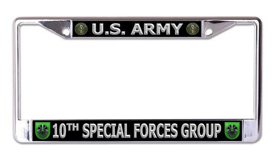 U.S. Army 10th Special Forces Group Chrome License Plate Frame