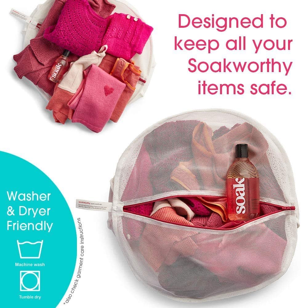 SoakBox - Soak Laundry Soap & Eco Wash Bag Set - 90 mL / 3 fl. oz Eco-Friendly Soap and 16 Inch Circle 100% Recycled RPET Wash Bag
