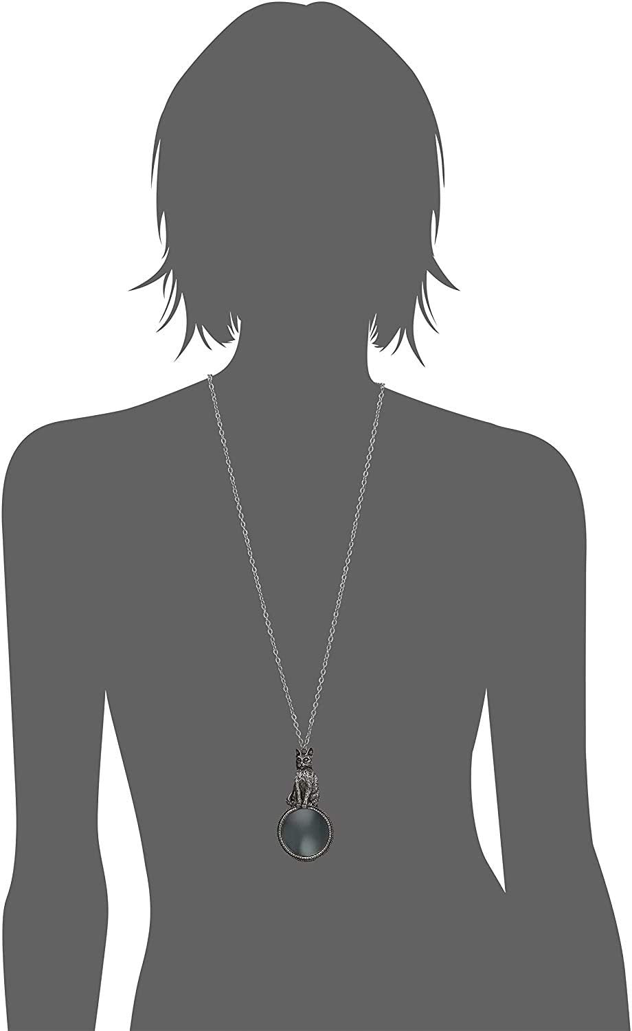 1928 Jewelry Pewter Cat Magnifying Glass Pendant Necklace For Women 30" - Magnification Power: 2-3X, Multifunctional Magnifier Perfect For Reading Menus, Labels, Books, Magazines And Great For Librarians, Elderly, Crafters, Students, Made In USA