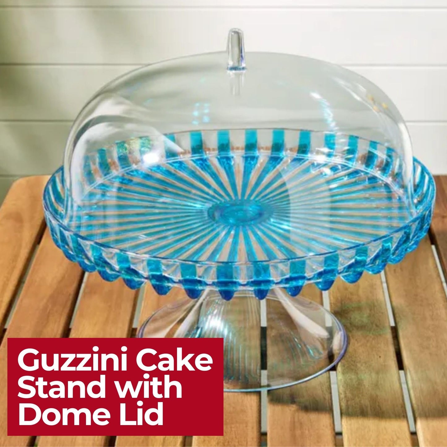 Guzzini Dolcevita 12" Footed Cake Stand with Dome Lid - Turquoise, Multi - Purpose Use for Dessert Table, Cupcake Stand, Cake Display, BPA-Free Display Stand for Parties, Weddings, Kitchen