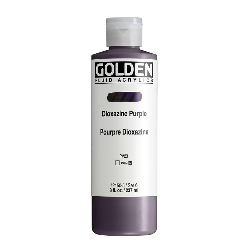Fluid Acrylics by GOLDEN, Dioxazine Purple, 8 fl. oz. Bottle, Professional Acrylic Paint, Transparent