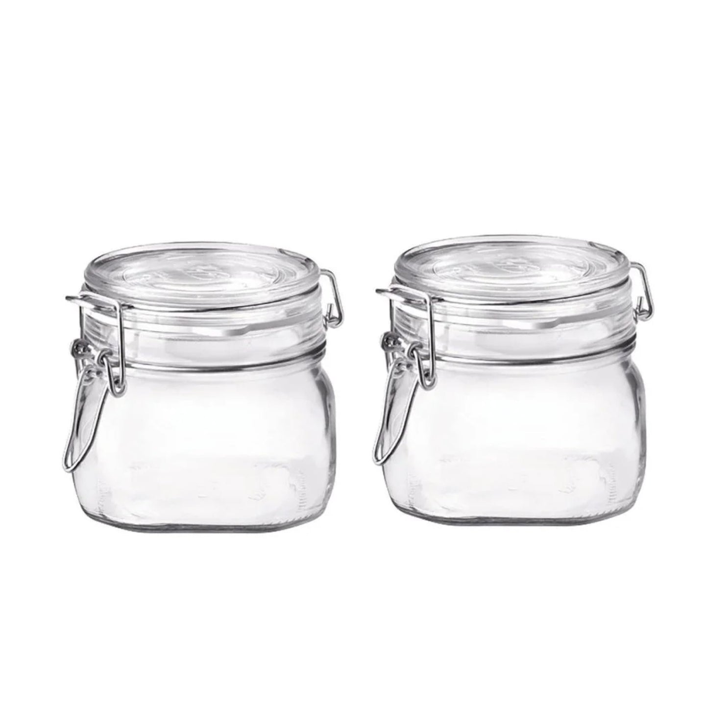 Bormioli Rocco Fido Clear Glass Jar with 85 mm Gasket,0.5 Liter (Pack of 2)