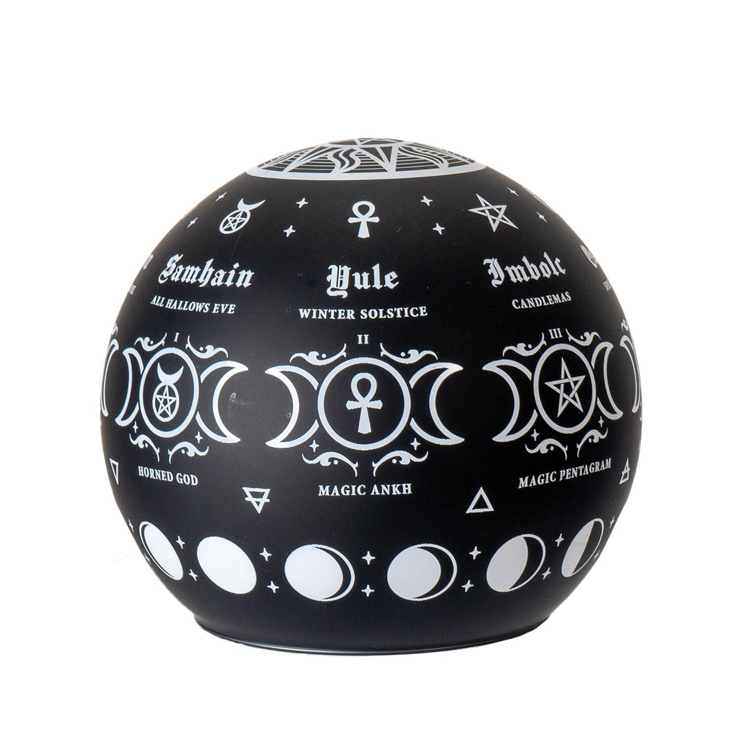 Pacific Giftware Pagan Calendar LED Globe Night Light by Alchemy Gothic England Glass Sphere with Sabbats and Moon Symbols 4.29" Tall