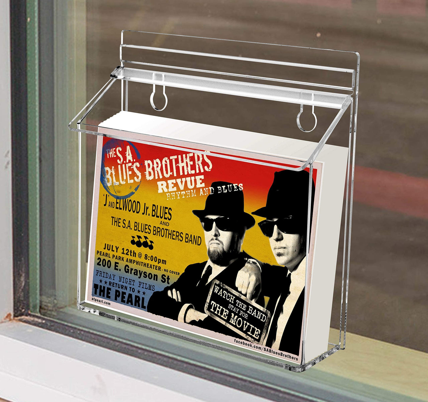 Marketing Holders Outdoor Brochure Holder Holds 7.5" x 5.5" Advertising Postcards Clear Acrylic Wall Mount Box with Lid Includes Sticker and Adhesive Strips