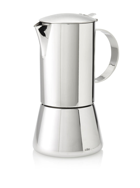 Cilio Aida Stainless Steel Stovetop Espresso Maker, Polished Stainless, 10 Cup,CI342246