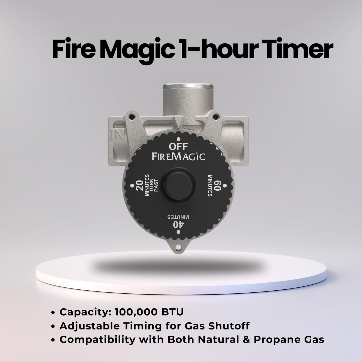 Fire Magic 1-Hour Shutoff Timer, 100,000 BTU Natural/Propane Gas Timer, Accommodates 1/2" NPT Piping, SKU 3092D