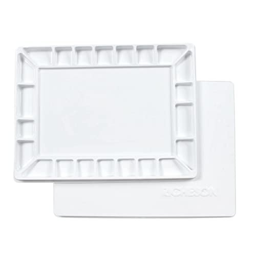 Jack Richeson 22 Wells Plastic Palette with Cover, 16 by 12-Inch, White