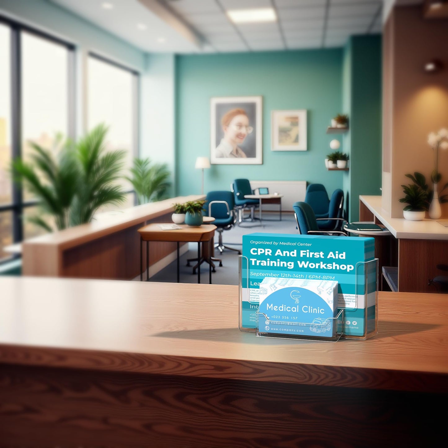 Marketing Holders Postcard Holder 6 Inch Wide with 3.5" x 2" Business Card Pocket and Hanging Hardware Wall Index Card Display Clear Acrylic Literature Organizer for Offices Shops and Tradeshows