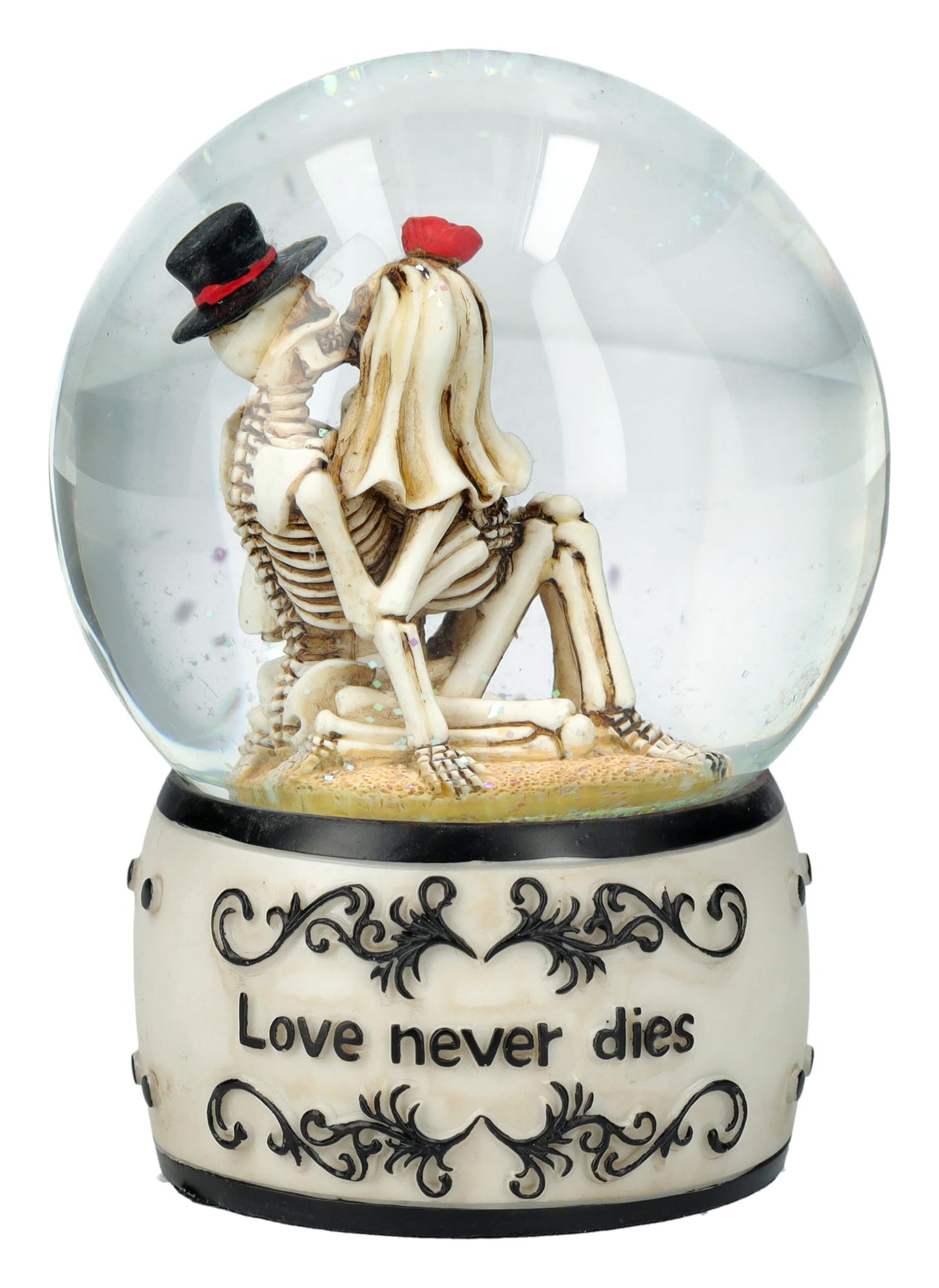 Pacific Giftware 5" Tall Love Never Dies' Romantic Gothic Collectible Eternal Love Skeleton Water Globe