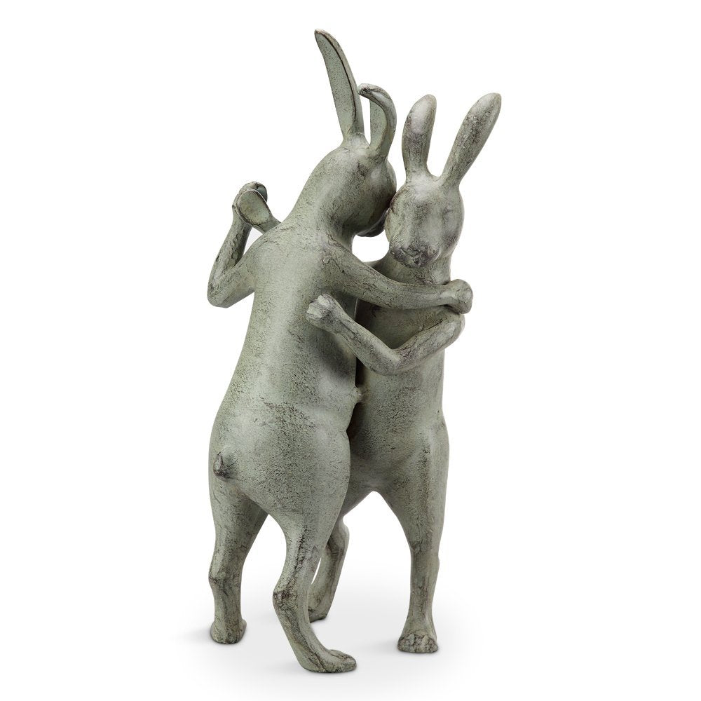 SPI Home First Dance Rabbit Couple Outdoor Aluminum Garden Sculpture 18.5 Inches High Gray