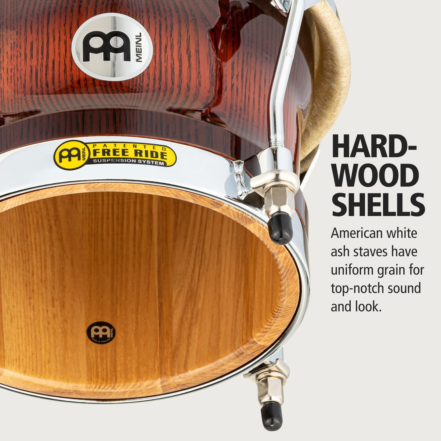 Meinl Percussion WB500AMB Free Ride Series Woodcraft Bongos, Antique Mahogany Burst