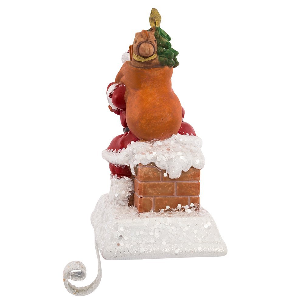 Kurt Adler Resin Santa with Gift Box Stocking Holder, 6.5-Inch