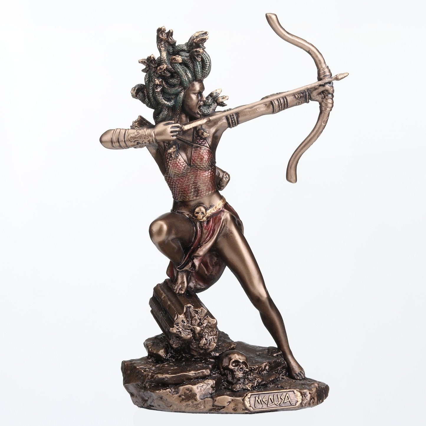 Veronese Design 4 1/2 Inch Medusa The Gorgon Drawing Bow and Arrow Hand Painted Resin Sculpture