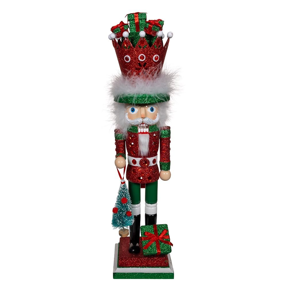 Kurt Adler 18-inch Hollywood Nutcrackers™ Red & Green with Presents Crown Nutcracker