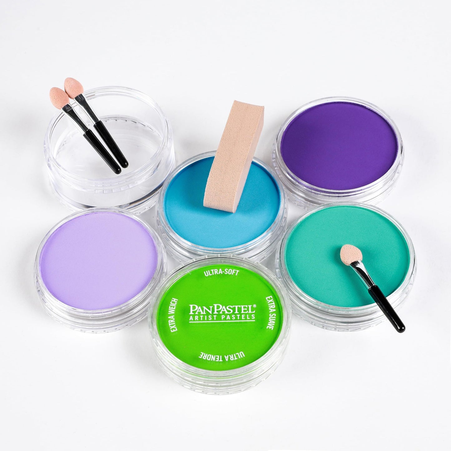 PanPastel Artist Pastels by GOLDEN, Bright Cool Stack Set, 5 Color, Professional Artist Pastels, Unique Pan Format (cake-like)