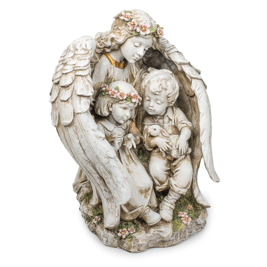 Guardian Angel with Children 16 Inch Resin Stone Decorative Garden Statue Figurine