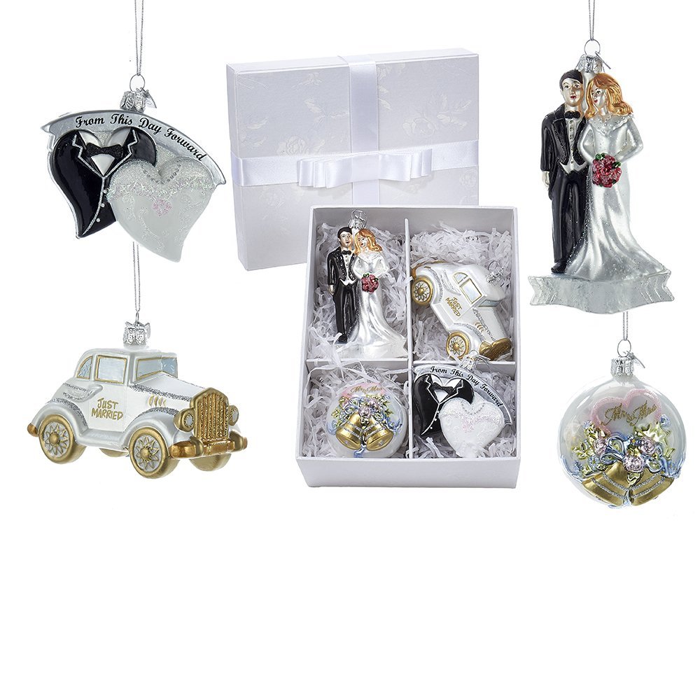Kurt Adler 3.5"-5" Noble Gems Wedding Ornament Set of 4