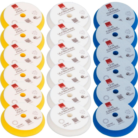RUPES D-A Series 6" Orbital Foam Polishing Pads Bundle - Includes 6 Fine, 6 Ultra Fine and 6 Coarse Foam Pads - Tailored to Meet The Diverse Needs of Automotive Detailing