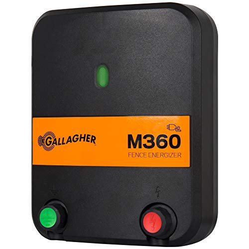 Gallagher M360 Electric Fence Charger | 3.6 Joules for Livestock, Pastures & Perimeter Control | Powers Up to 55 Miles of Fence or 250 Acres | 110V AC Powered Energizer with Lightning Protection
