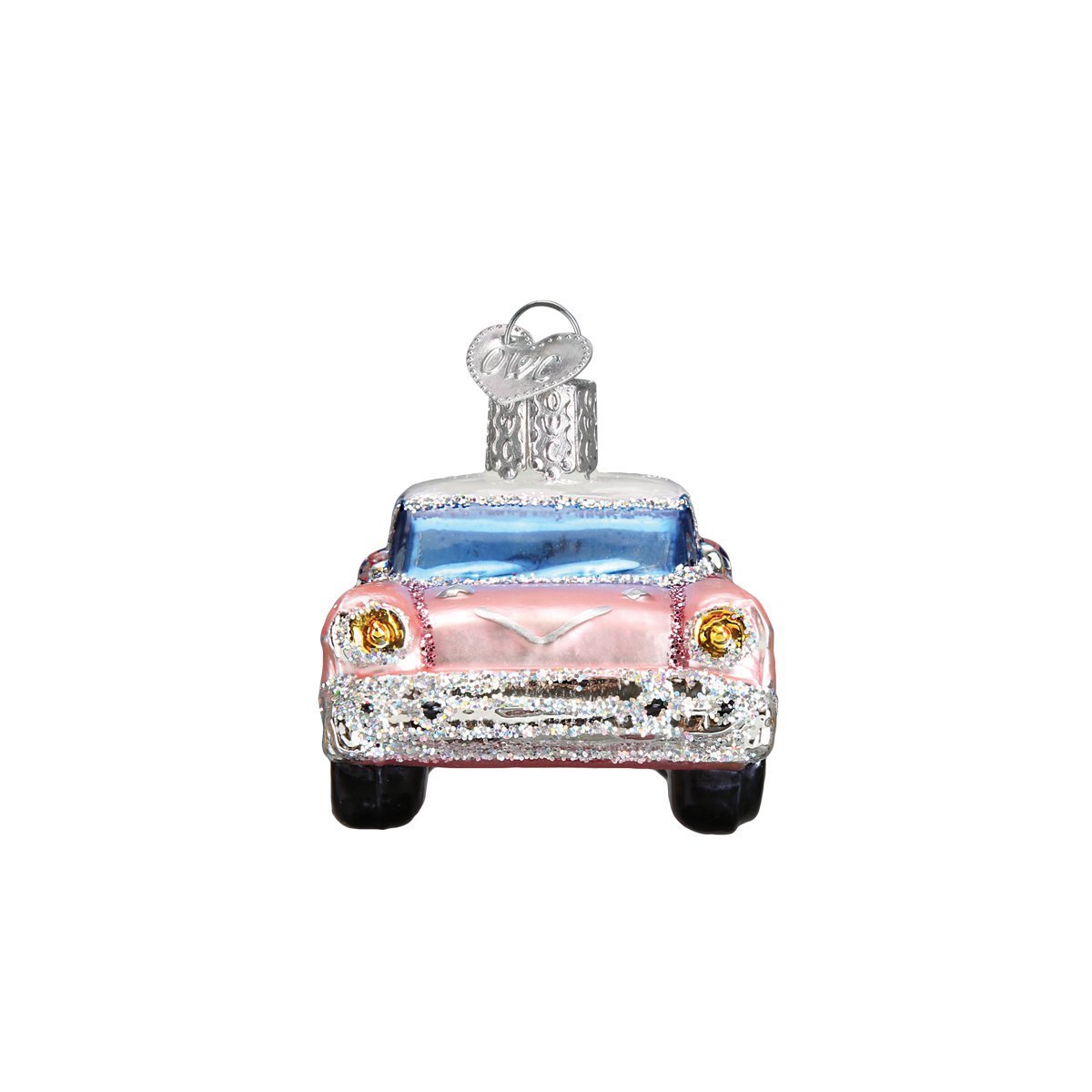 Old World Christmas Glass Blown Ornament Classic Car (46023) , Pink
