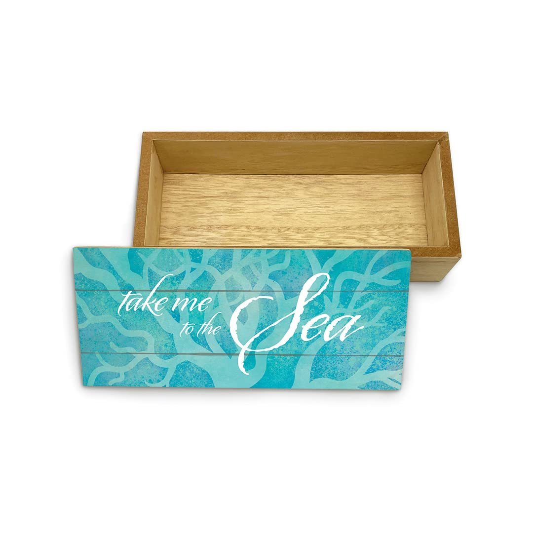 Tropical Island Coastal Wood Jewelry Trinket Box Take Me to the Sea
