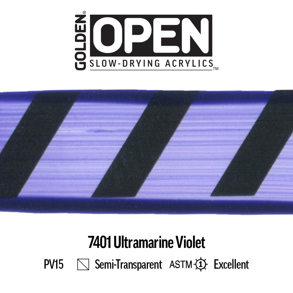 OPEN Slow-Drying Acrylics by GOLDEN, Violet and Blue, Professional Acrylic Paint