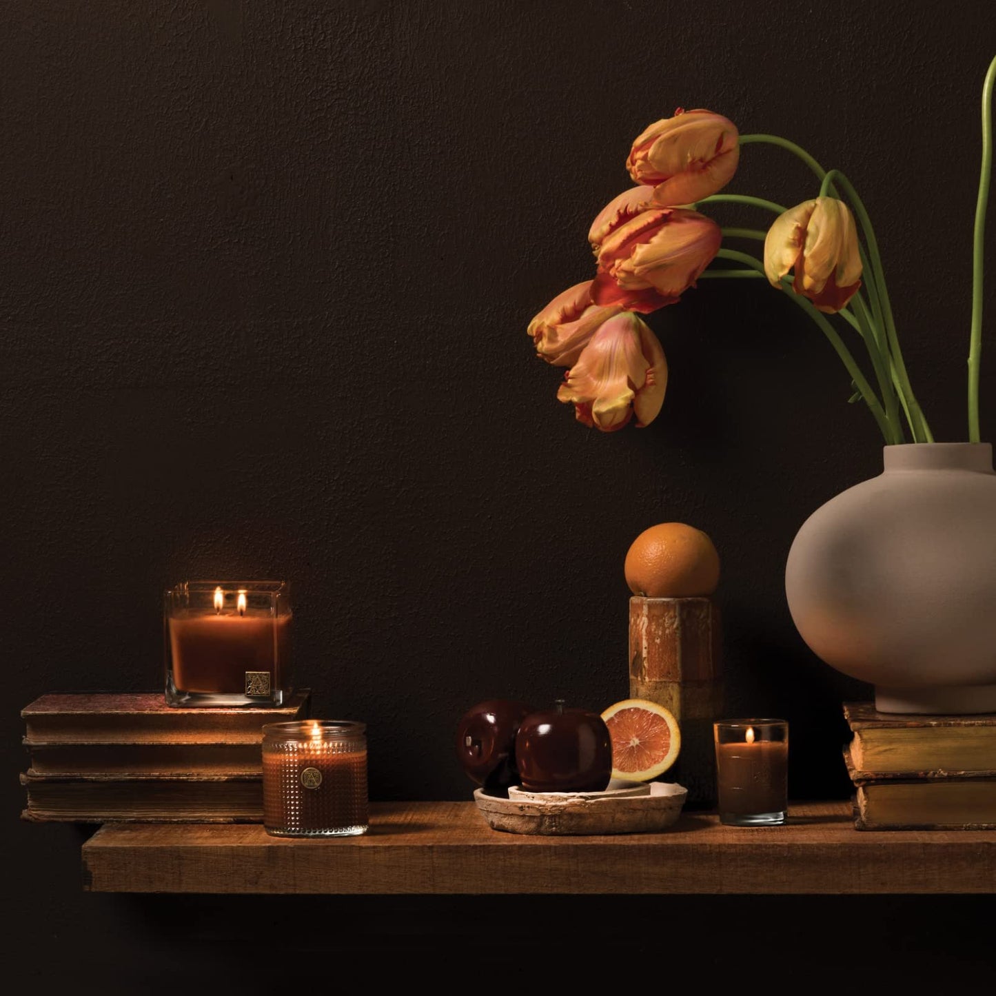 Cinnamon Cider Medium Glass Cube 12oz Candle by Aromatique