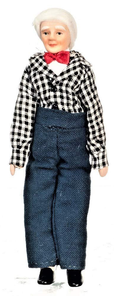 Aztec Imports, Inc. Dollhouse Miniature Doll Grandfather, Country Outfit, Porcelain #G7659