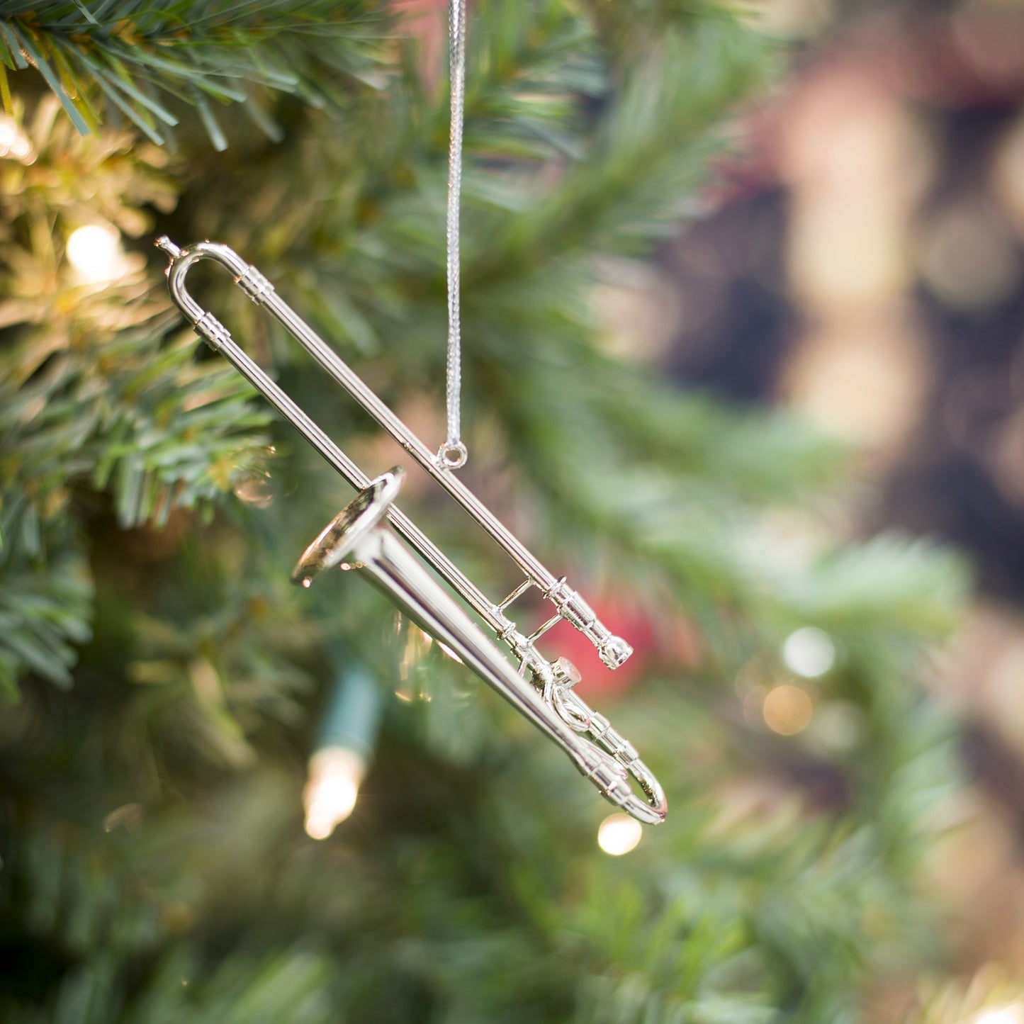 Broadway Gifts Silver Trombone Christmas Tree Ornament 4 inches