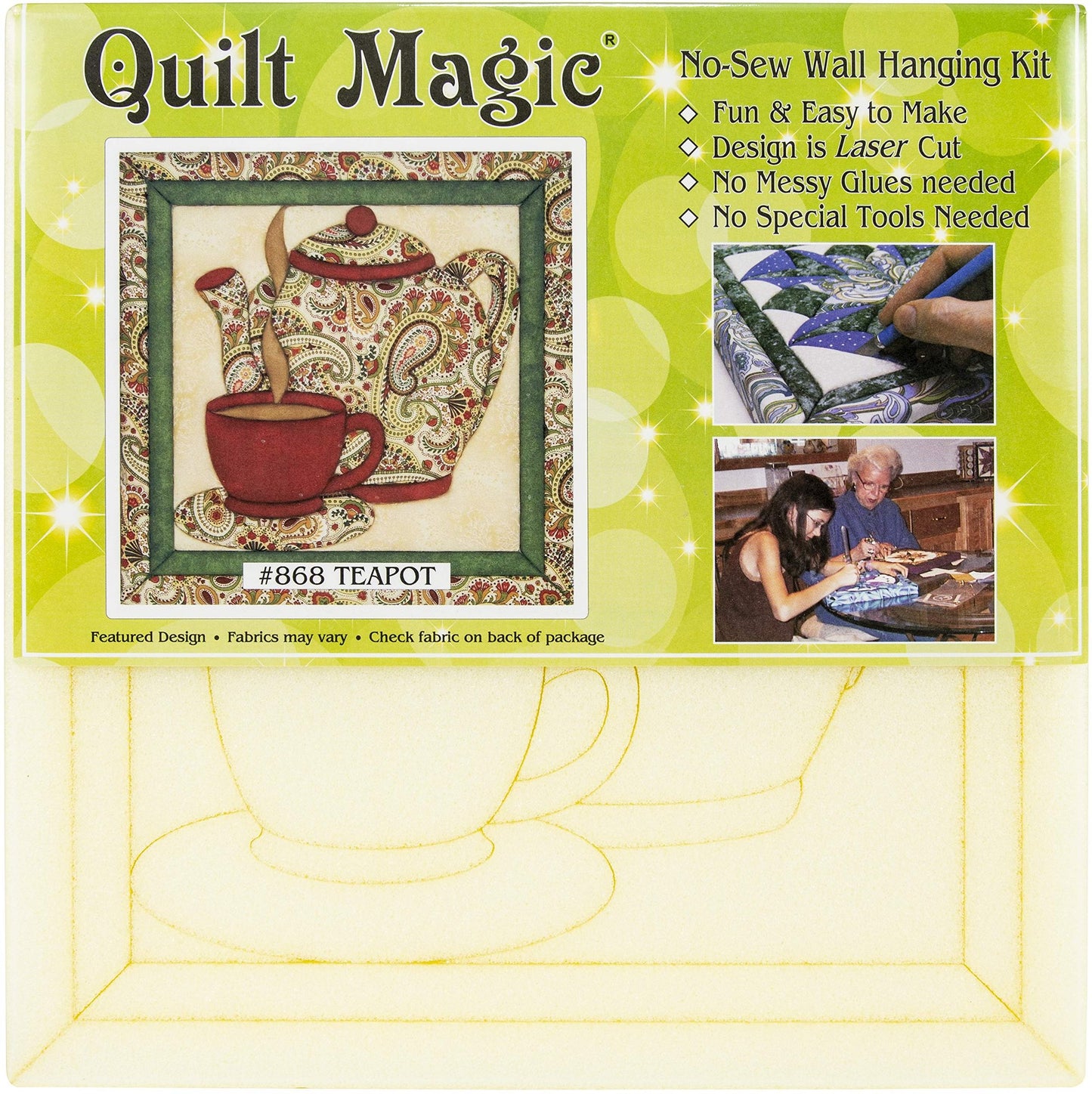 QUILT MAGIC Sew Wall Hanging Kit-Teapot, White