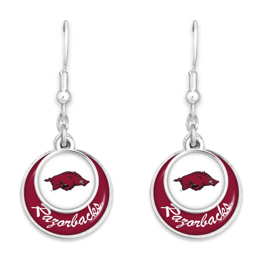 Arkansas Razorbacks Stacked Disk Earrings Jewelry Gift Licensed UA