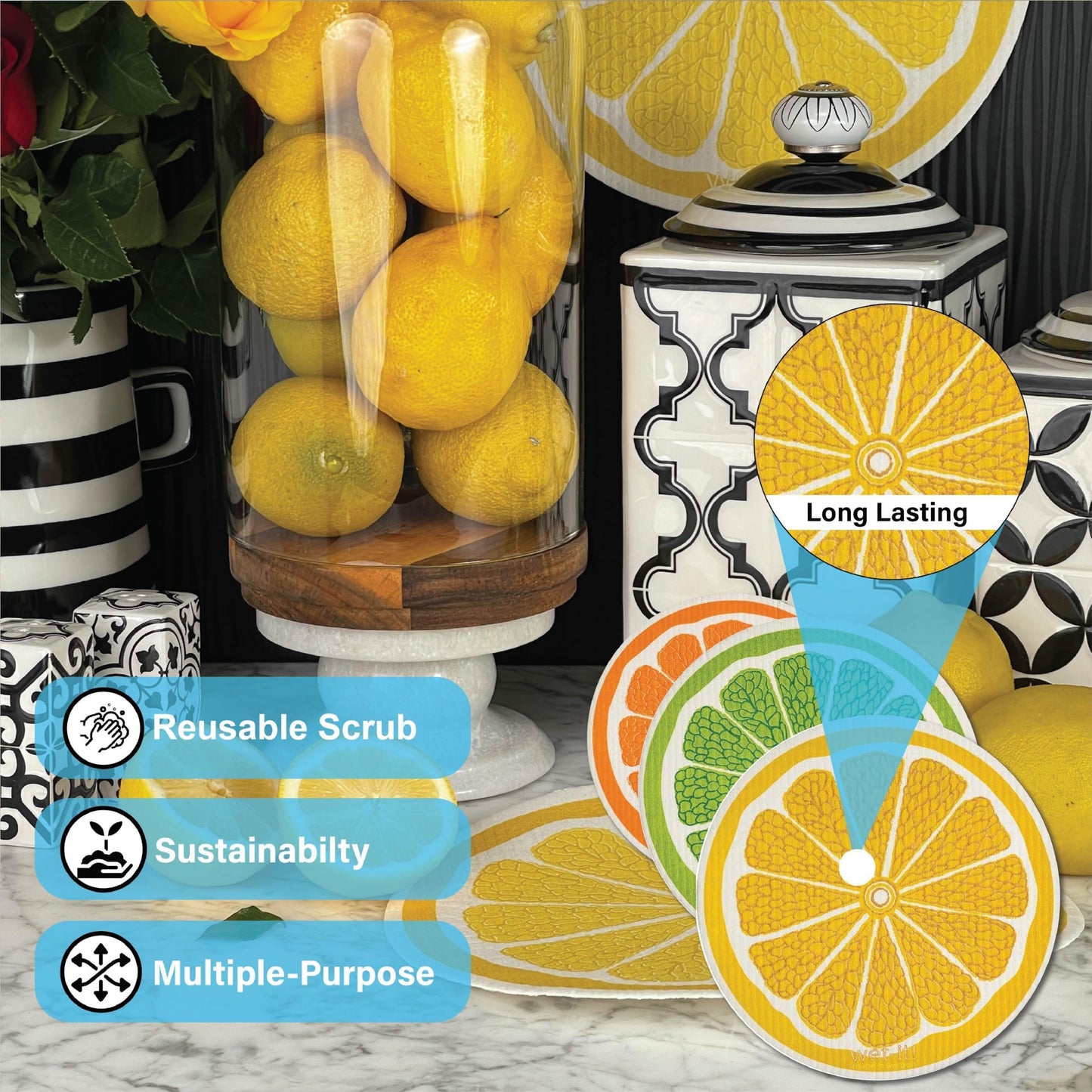 Wet-It! Swedish Dishcloth States – Reusable Paper Towels, Highly Absorbent & Biodegradable Dish Cloths, Non-Scratch, Durable, Machine Washable Cleaning Towels