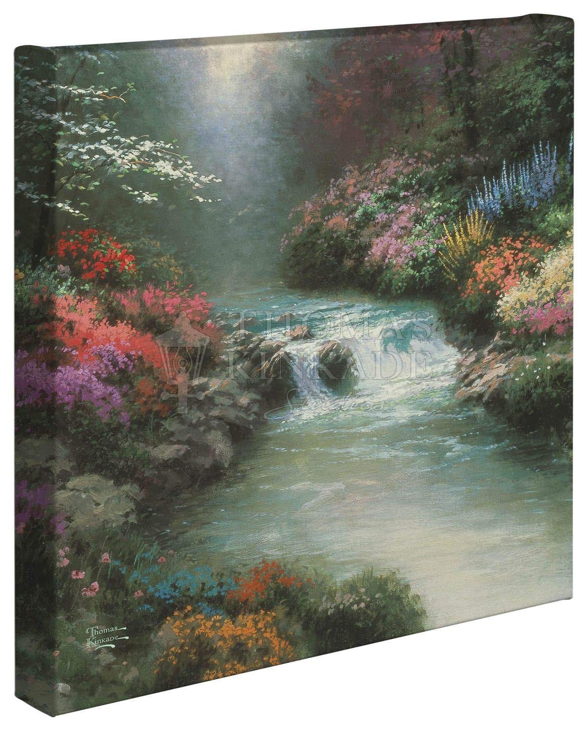 Thomas Kinkade Beside Still Waters 14" x 14" Gallery Wrapped Canvas Art | Frameless Room Wall Art | Certificate of Authenticity Included | Christian Wall Art