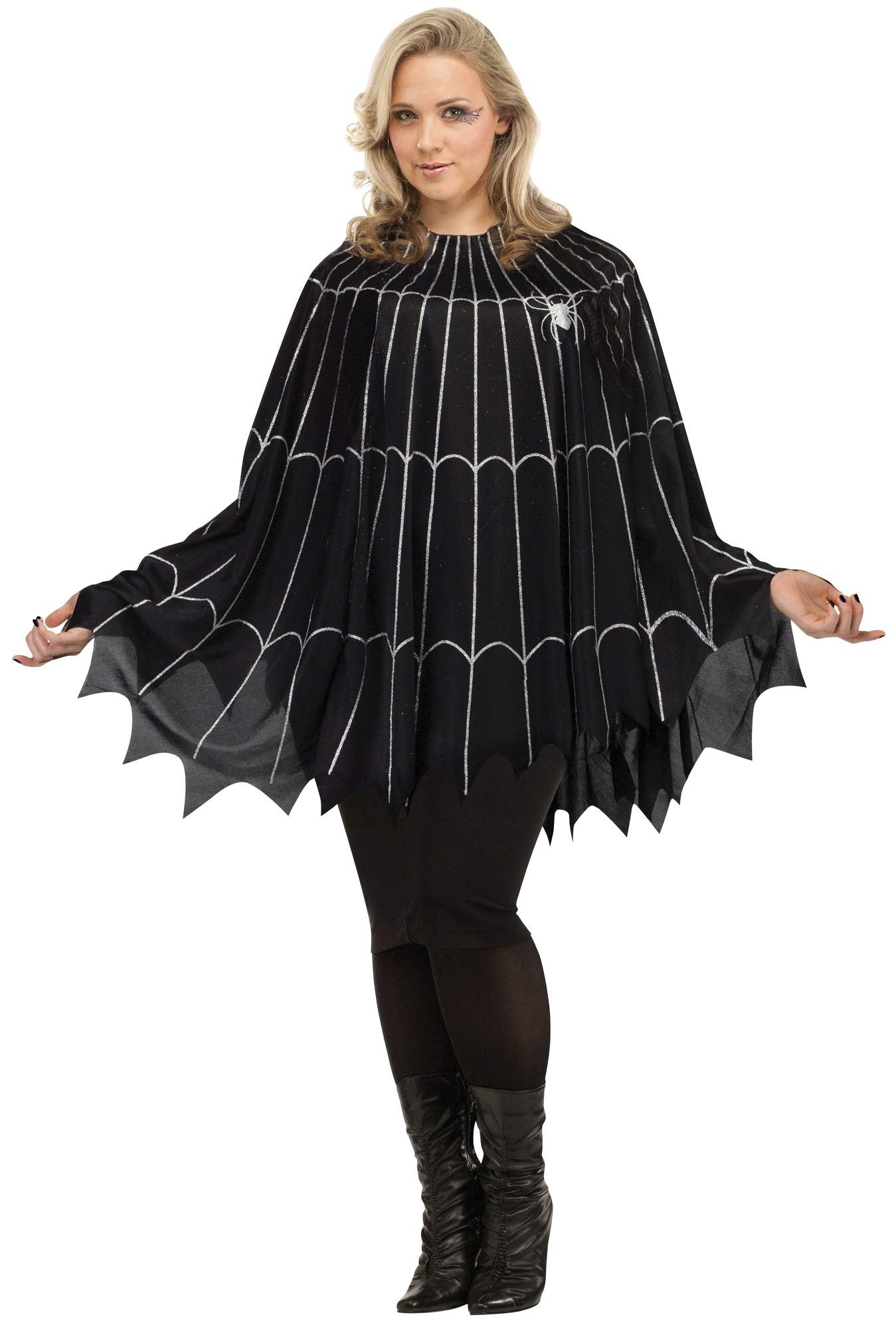 Fun World Women's Spider Web Poncho Plus Size Costume Adult Costume, Multi, Standard