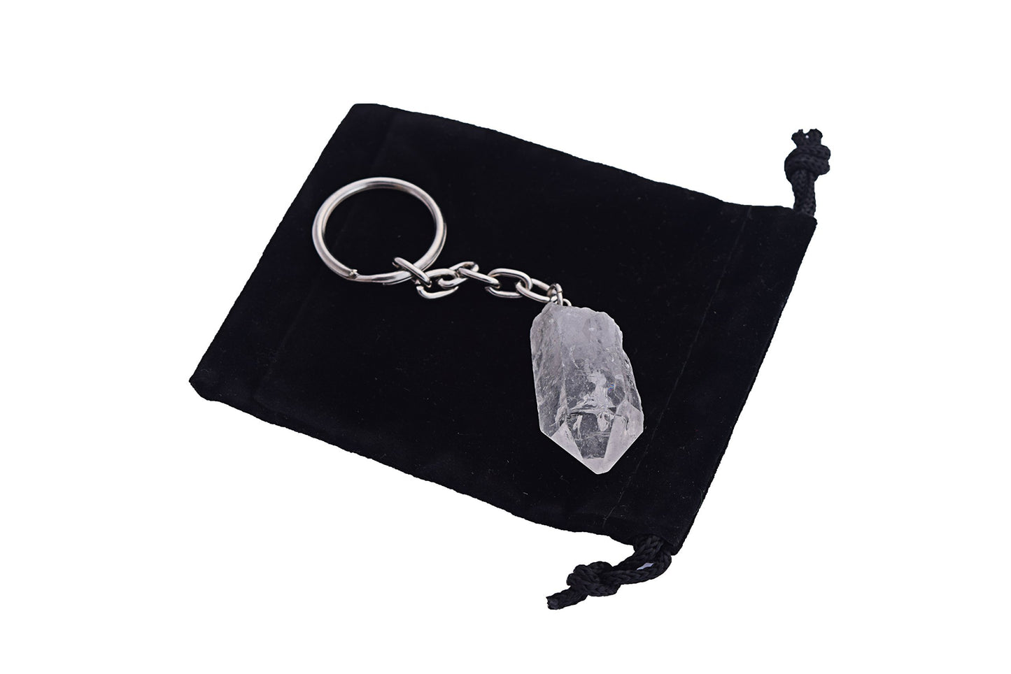 Zentron Crystal Collection: Gemstone Point Keychain with Velvet Bag