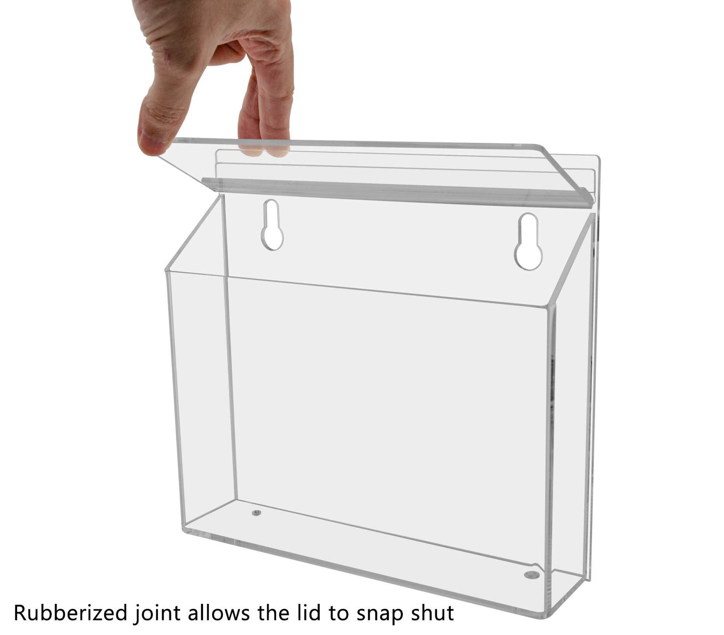 Outdoor Bifold Brochure Holder Holds 9" x 6" Advertising Booklets Clear Acrylic Wall Mount Box with Lid Includes Take One Sticker and Adhesive Strips by Marketing Holders
