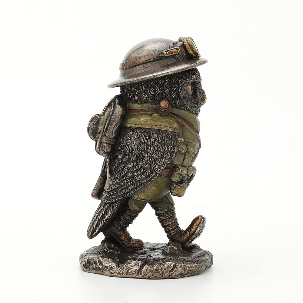 Veronese Design 4 1/8" Tall Sargent Major Oscar Whisky Lima Steampunk Owl Cold Cast Bronzed Resin Animal Sculpture Collectible Military Figurines