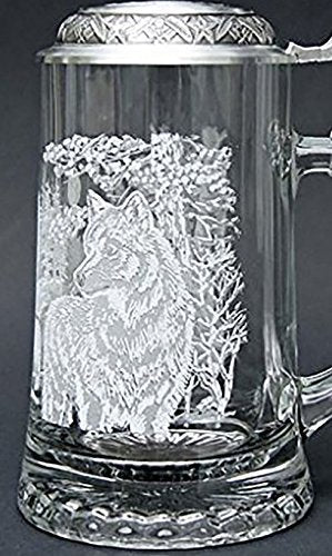 GLASS TIMBER WOLF GLASS BEER STEIN Designed by JAMES MEGER
