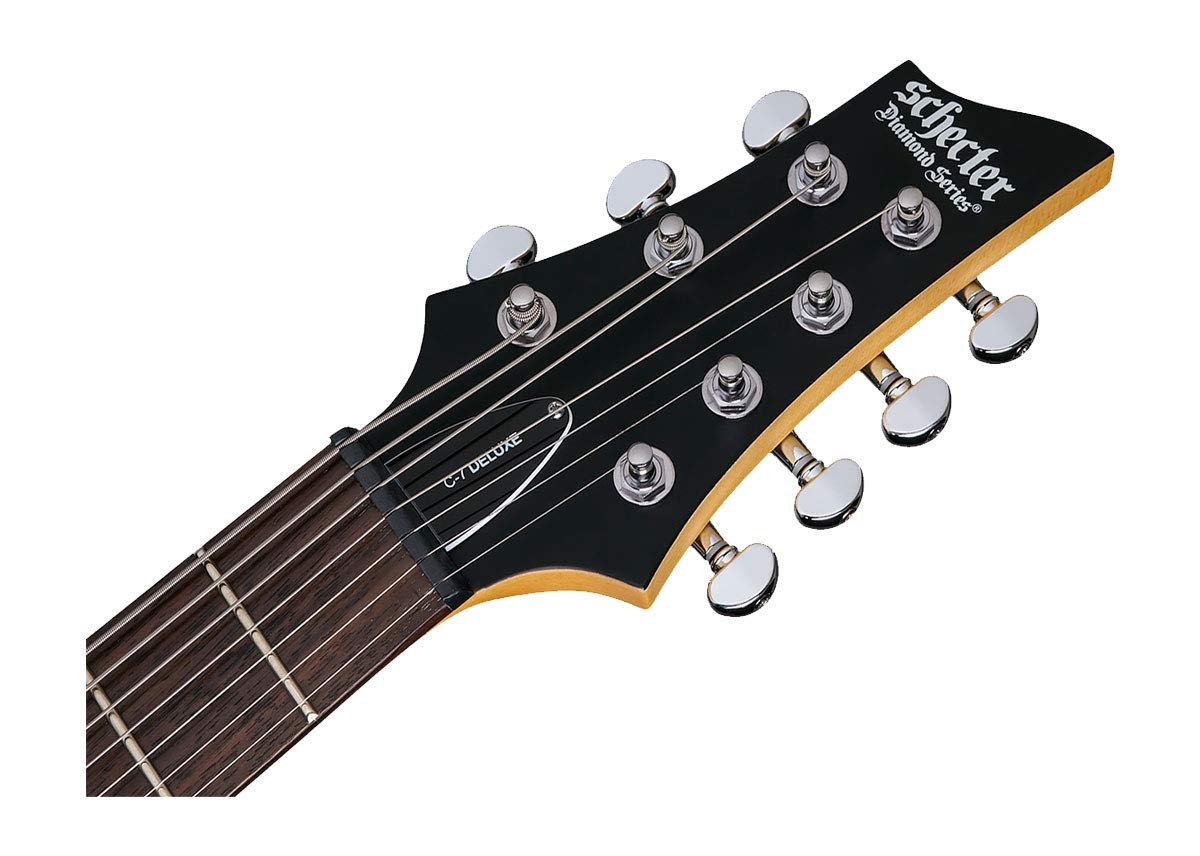 Schecter C-7 DELUXE -Satin Black 7-String Solid-Body Electric Guitar, Satin Black